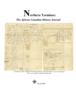 Northern Terminus: the African Canadian History Journal