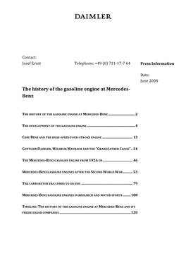 The History of the Gasoline Engine at Mercedes-‐ Benz