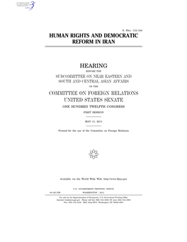 Human Rights and Democratic Reform in Iran Hearing
