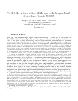 The Belle II Experiment at Superkekb: Input to the European Particle Physics Strategy (Update 2018-2020)