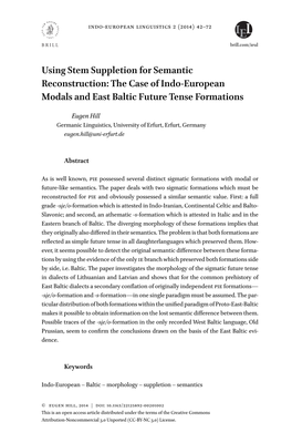 Using Stem Suppletion for Semantic Reconstruction: the Case of Indo-European Modals and East Baltic Future Tense Formations