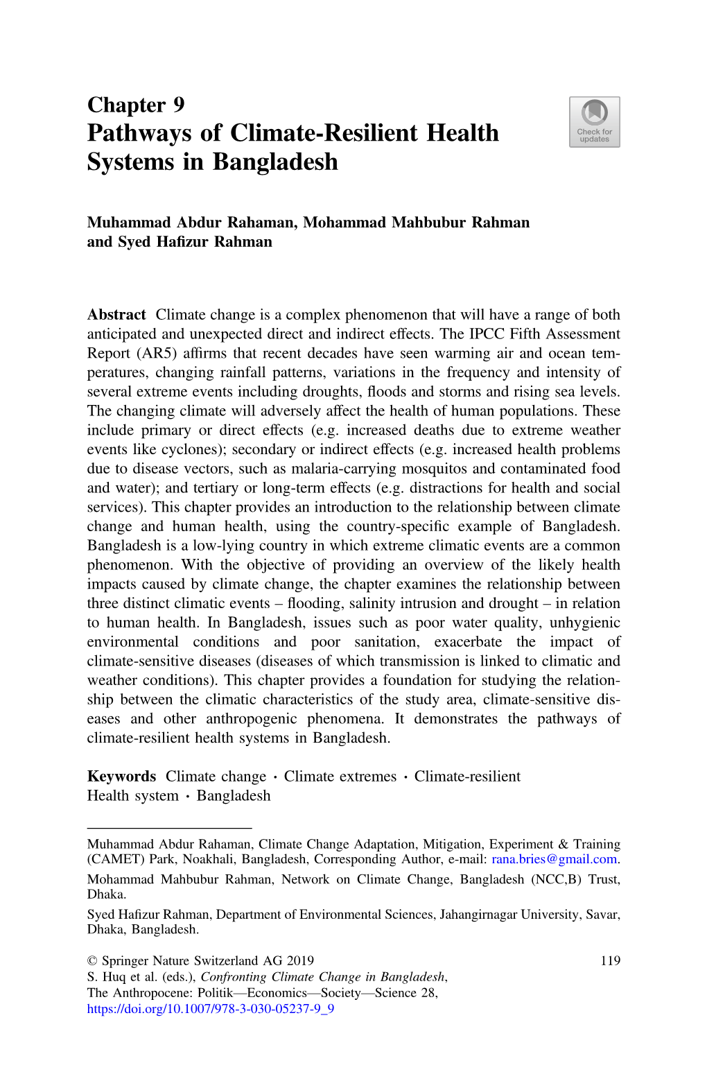 2. Pathways of Climate-Resilient Health Systems in Bangladesh