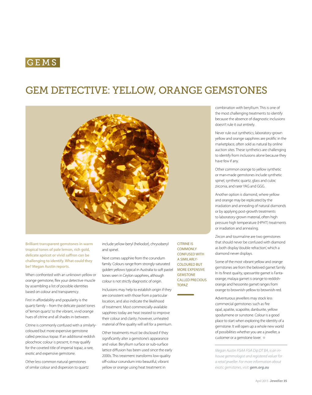 Gem Detective: Yellow, Orange Gemstones