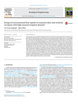 Design of Environmental Flow Regimes to Maintain Lakes and Wetlands In