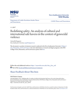 An Analysis of Cultural and International Safe Havens in the Context of Genocidal Violence Antonella Regueiro Nova Southeastern University, Aregu003@Gmail.Com