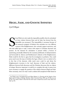 Hegel, Sade, and Gnostic Infinities