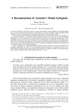 A Reconstruction of Aristotle's Modal Syllogistic