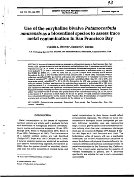 Use of the Euryhaline Bivalve Potamocorbula Amurensisas A