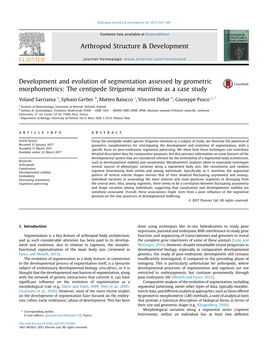 Development and Evolution of Segmentation Assessed by Geometric Morphometrics: the Centipede Strigamia Maritima As a Case Study