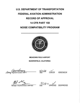 Record of Approval for 14 CFR Part 150 Noise Compatibility Program