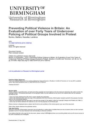 University of Birmingham Preventing Political Violence in Britain