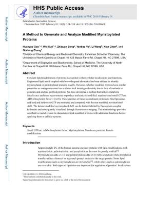 A Method to Generate and Analyze Modified Myristoylated Proteins