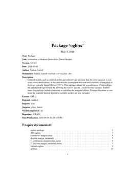 Package 'Oglmx'