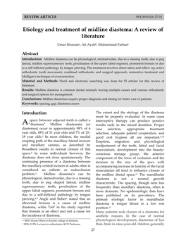 Etiology and Treatment of Midline Diastema: a Review of Literature
