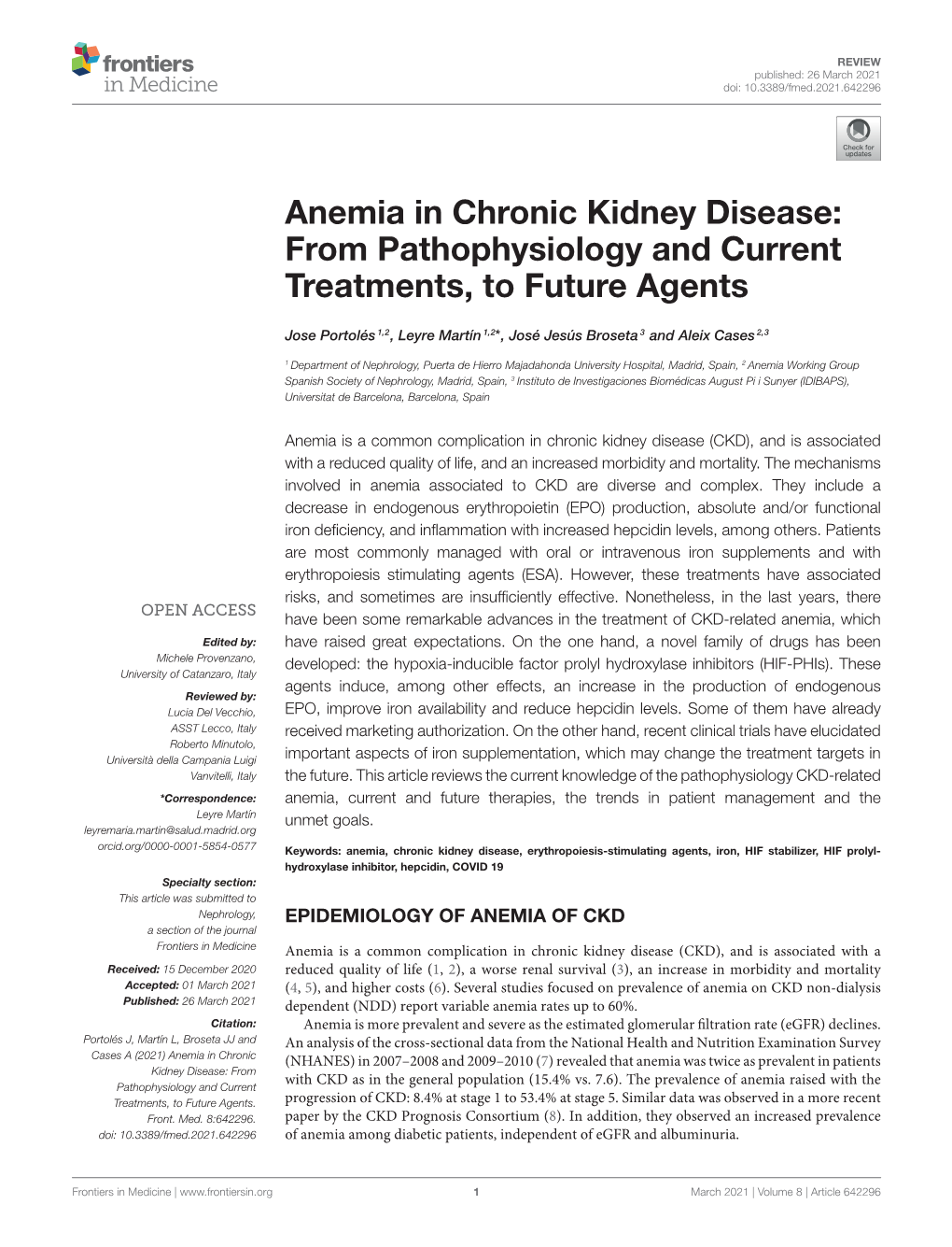 Anemia in Chronic Kidney Disease: from Pathophysiology and Current Treatments, to Future Agents