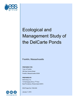 Ecological and Management Study of the Delcarte Ponds