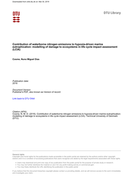 Contribution of Waterborne Nitrogen Emissions to Hypoxia-Driven Marine Eutrophication: Modelling of Damage to Ecosystems in Life Cycle Impact Assessment (LCIA)