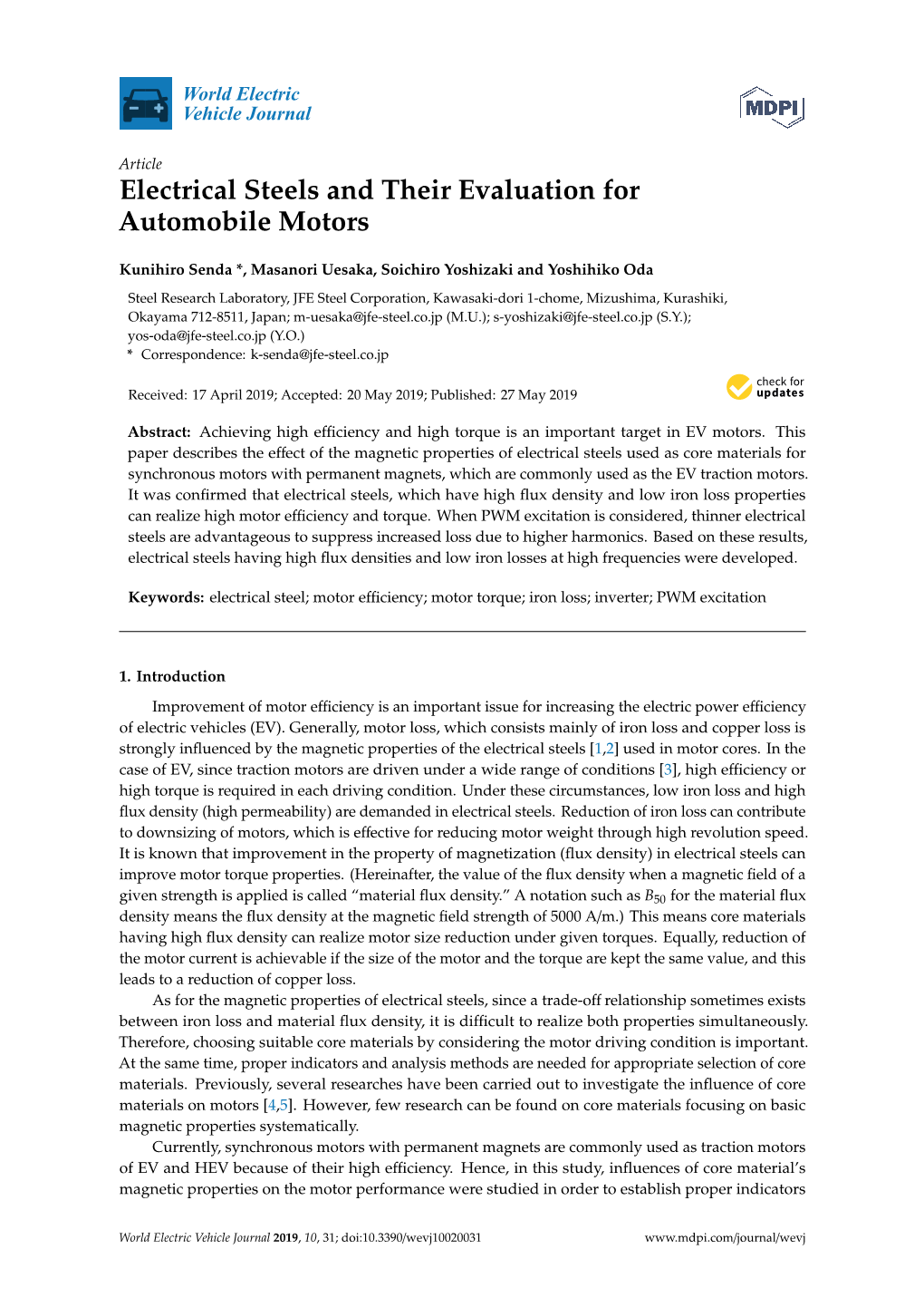 Electrical Steels and Their Evaluation for Automobile Motors