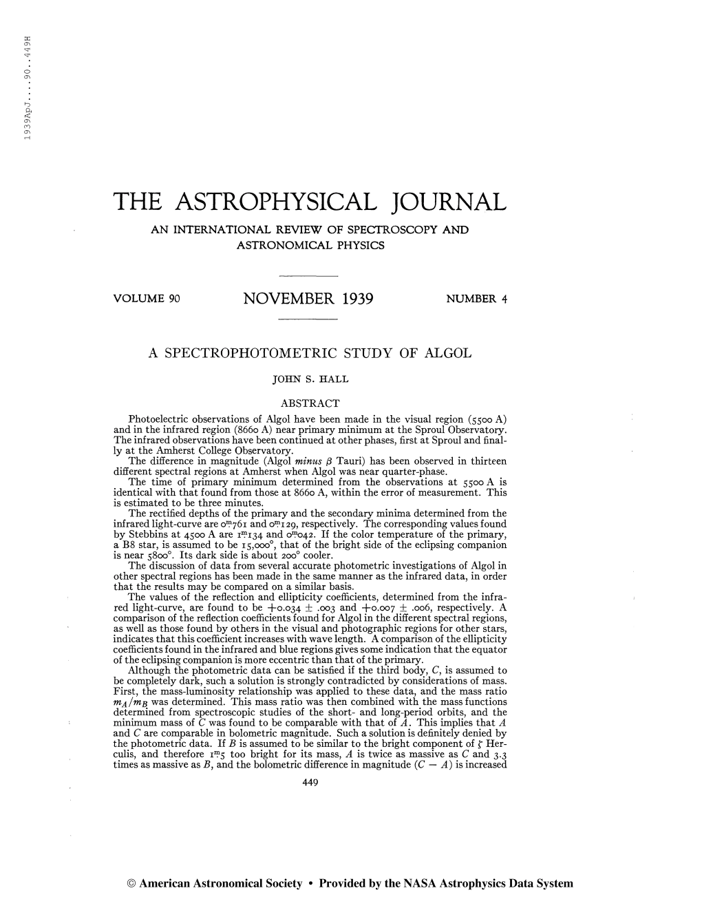 193 9Ap J. CT) O CT) the ASTROPHYSICAL JOURNAL AN