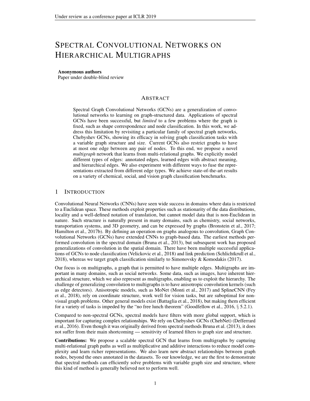 Spectral Convolutional Networks on Hierarchical Multigraphs