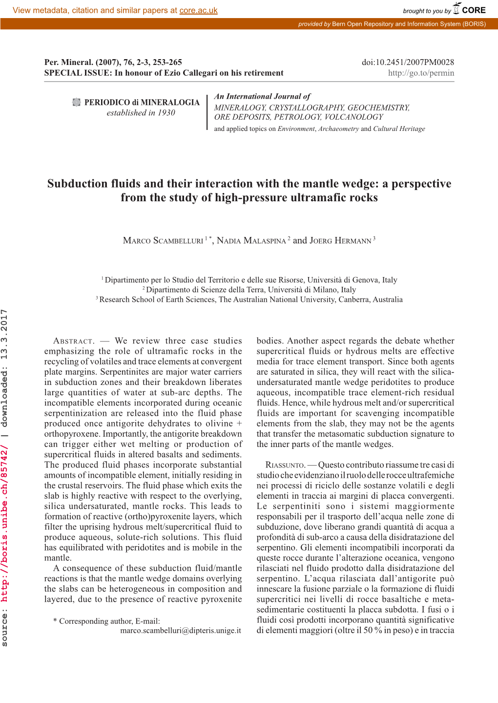 Subduction Fluids and Their Interaction with the Mantle Wedge: a Perspective from the Study of High-Pressure Ultramafic Rocks