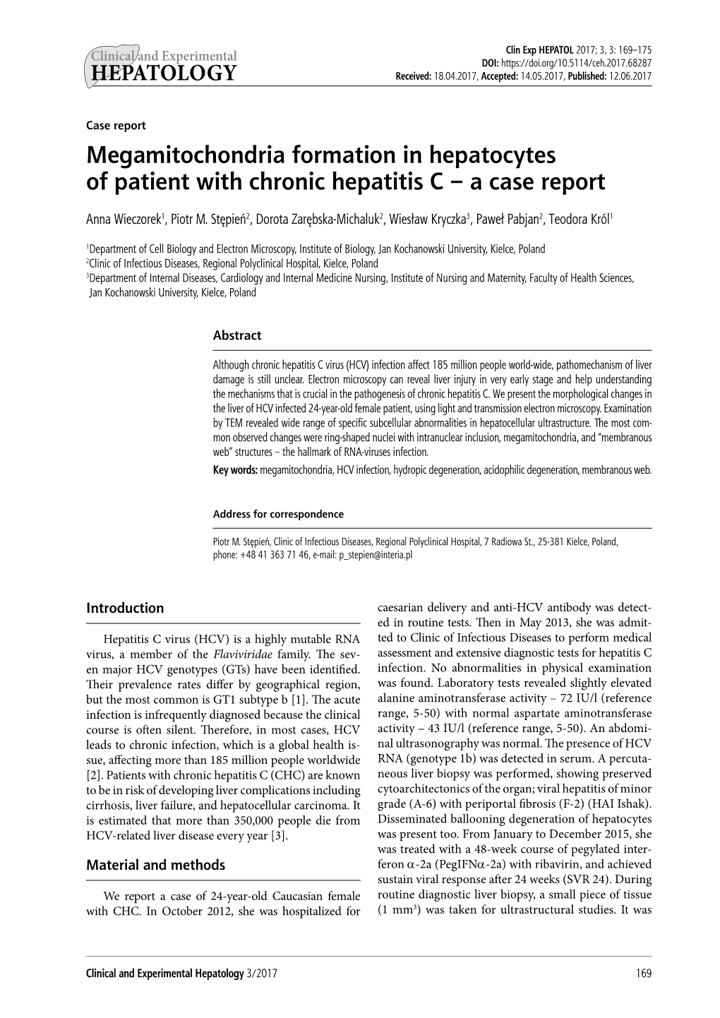 Megamitochondria Formation in Hepatocytes of Patient with Chronic Hepatitis C – a Case Report