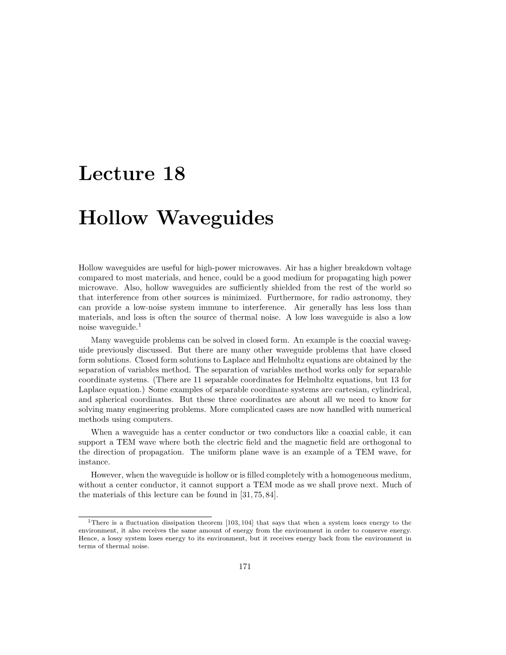 Lecture 18 Hollow Waveguides