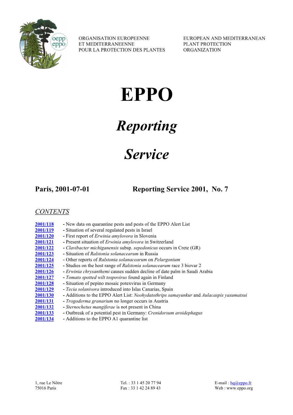 Reporting Service 2001, No