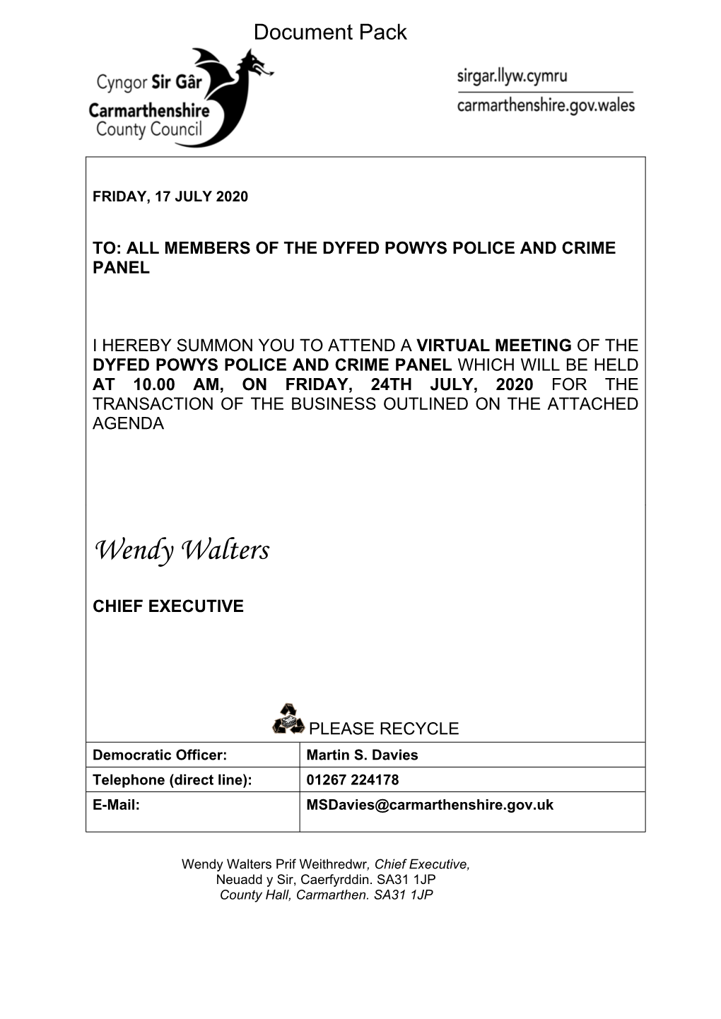 (Public Pack)Agenda Document for Dyfed Powys Police and Crime