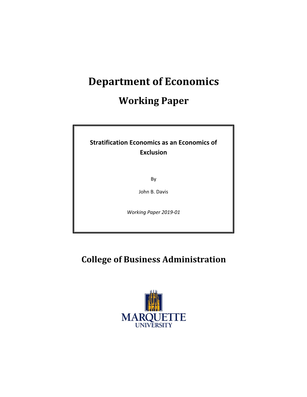 Department of Economics Working Paper