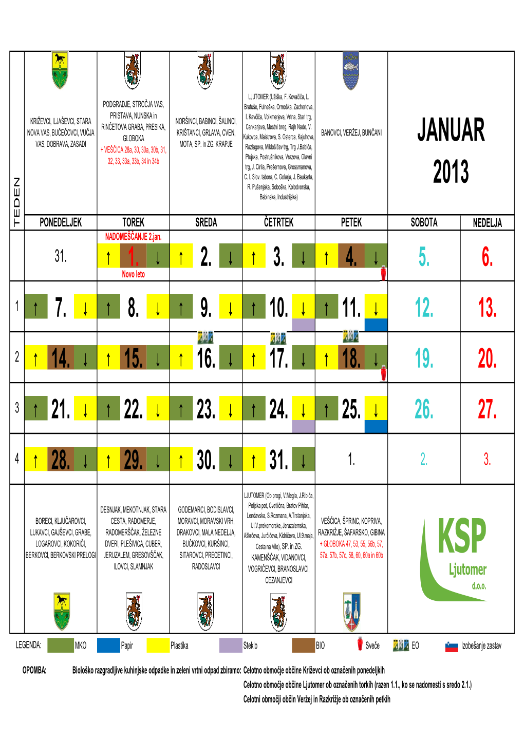 Koledar Zbiranja Vseh KO 2013