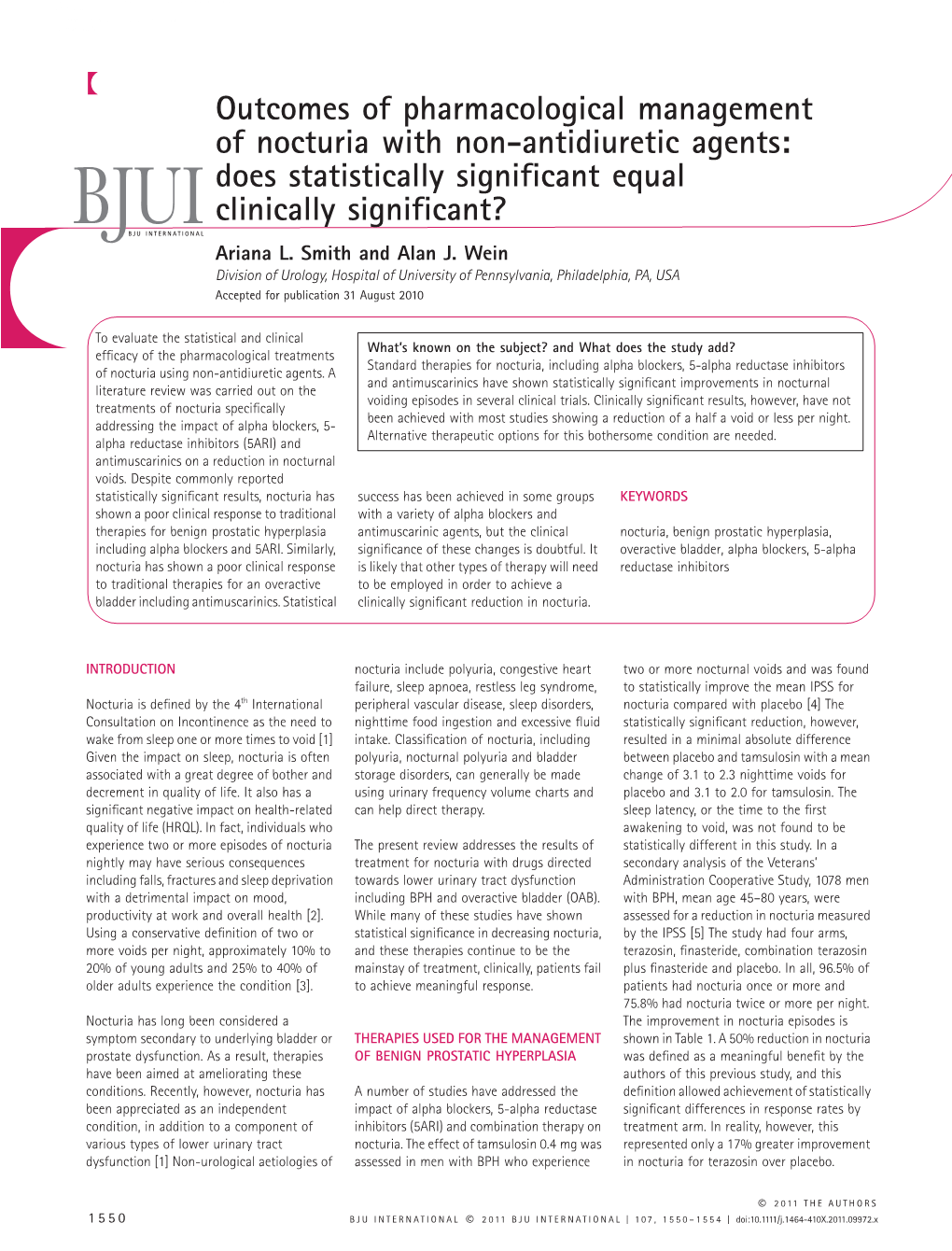 Does Statistically Significant Equal Clinically Significant? BJUIBJU INTERNATIONAL Ariana L