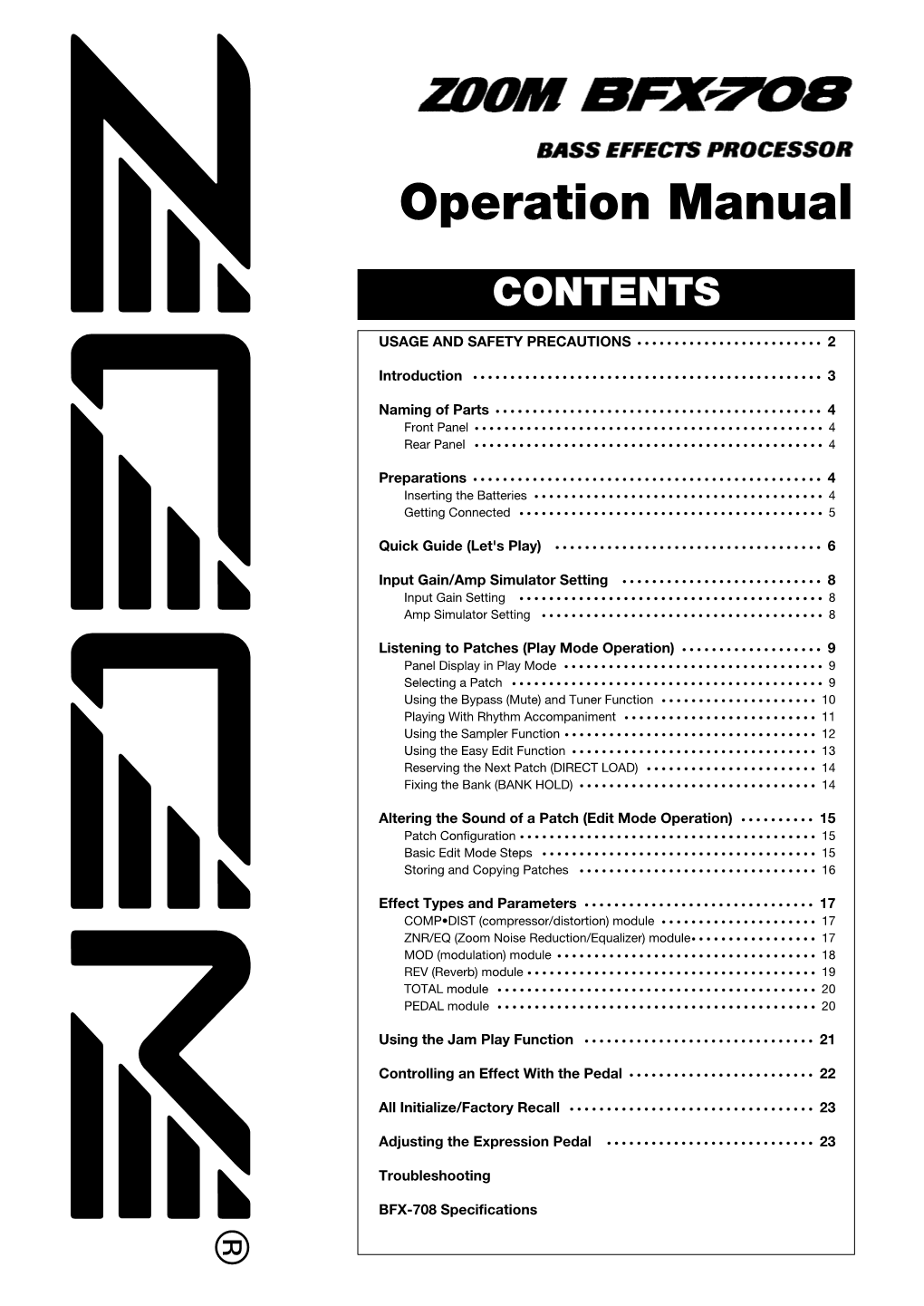 708 Operation Manual