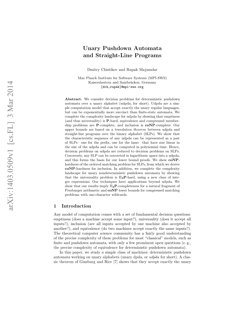 Unary Pushdown Automata and Straight-Line Programs