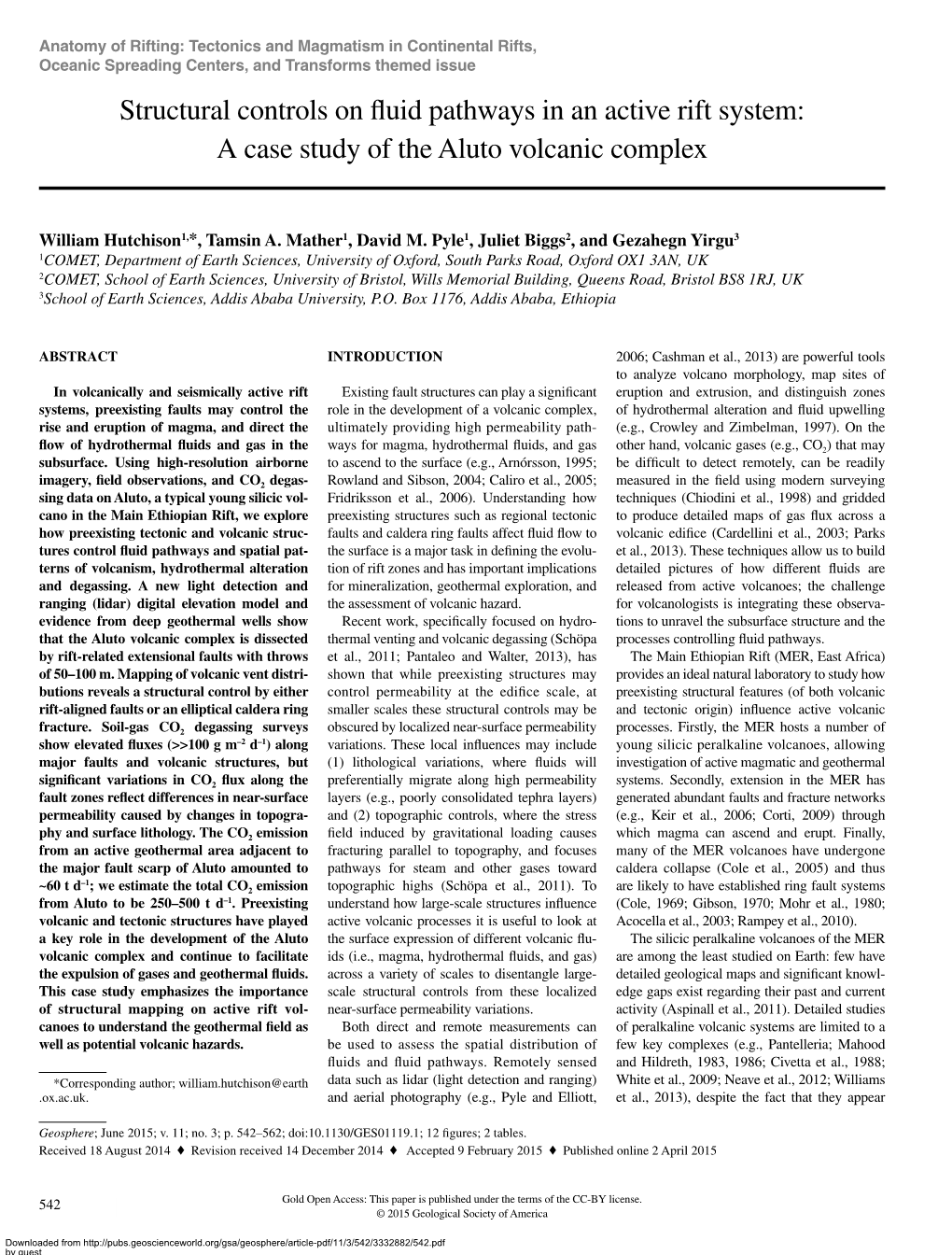 Structural Controls on Fluid Pathways in an Active Rift System: a Case Study of the Aluto Volcanic Complex