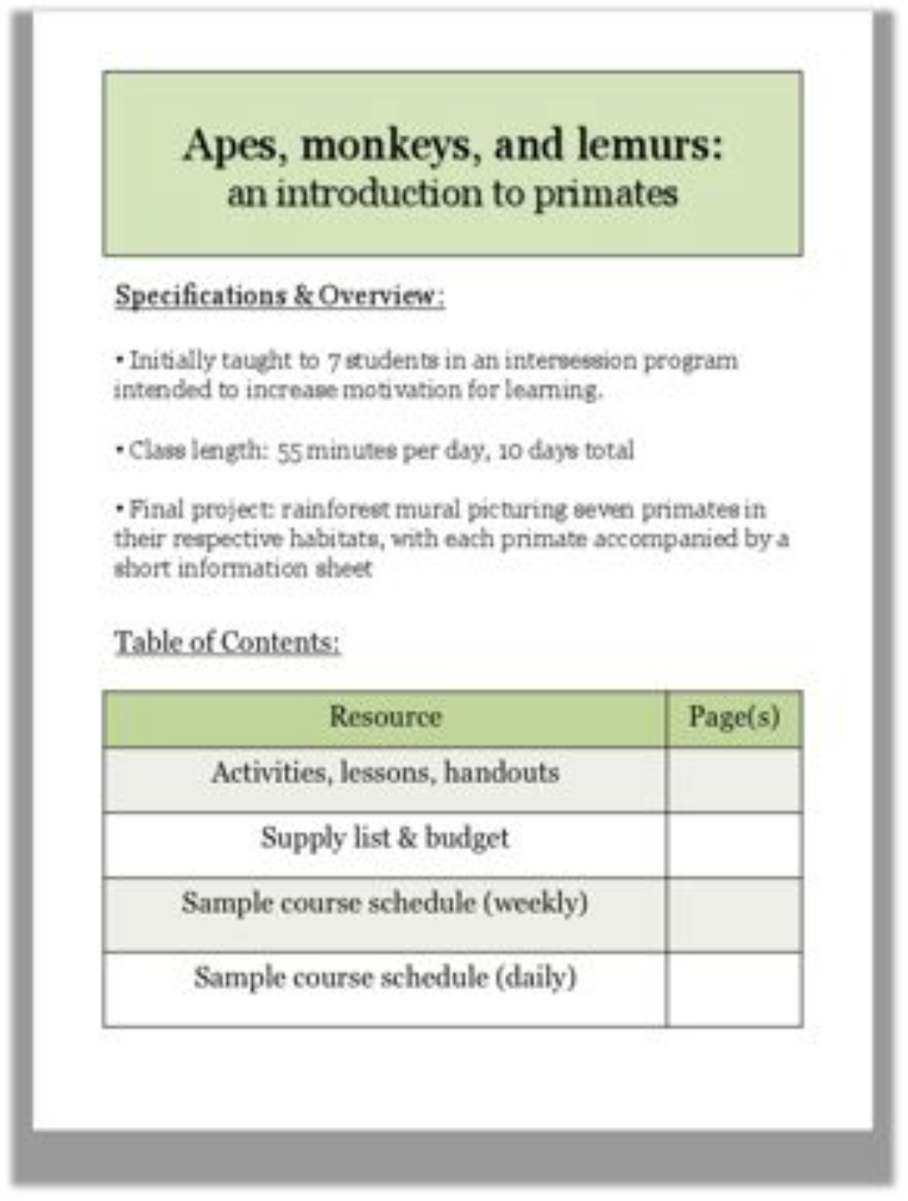 Introduction to Primates