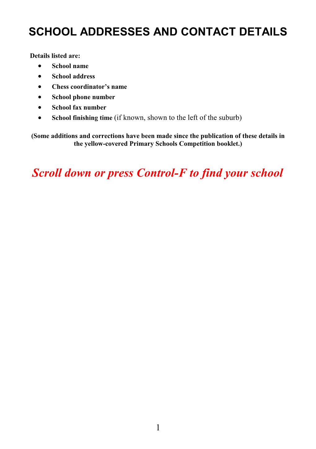 PS08 Schools Contact Details