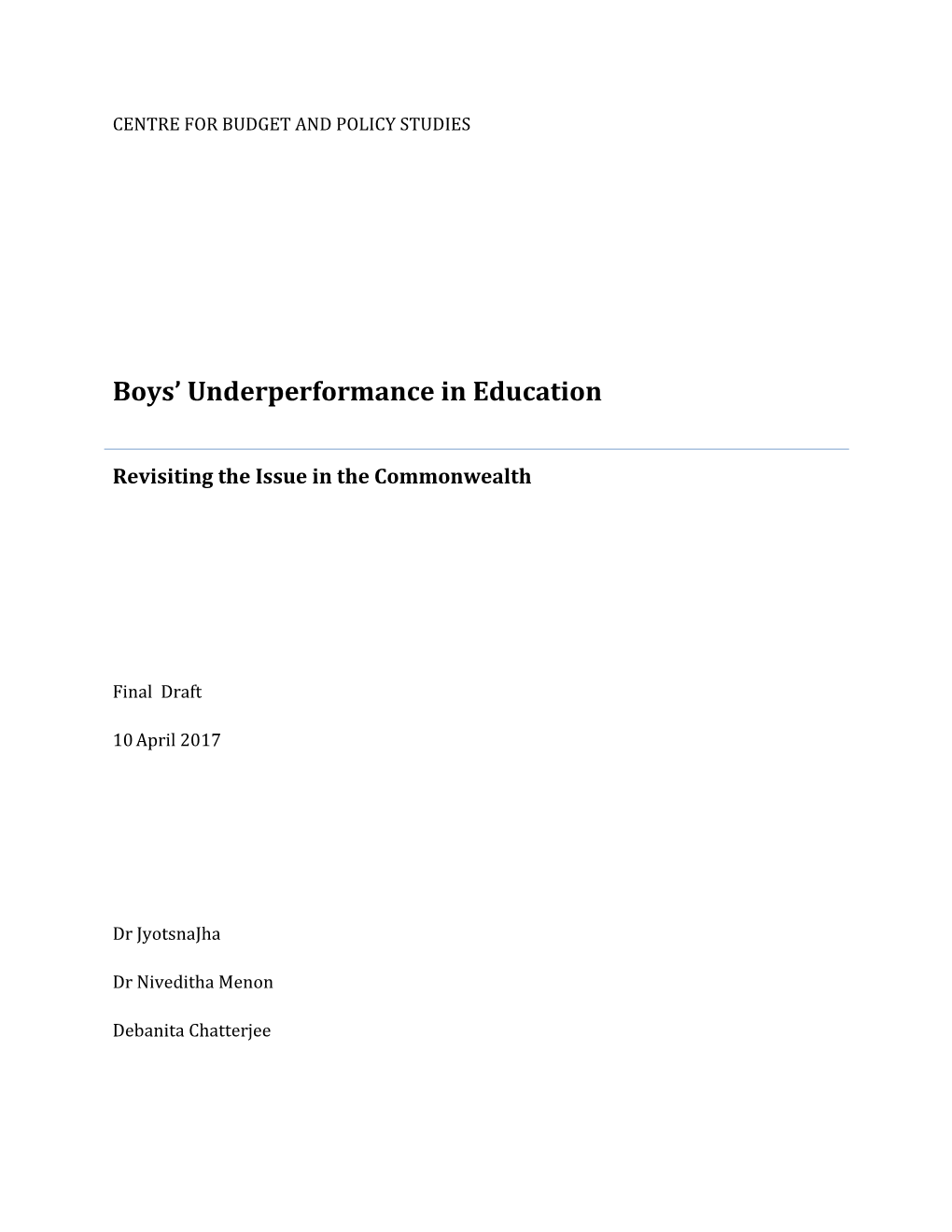 Boys' Underperformance in Education