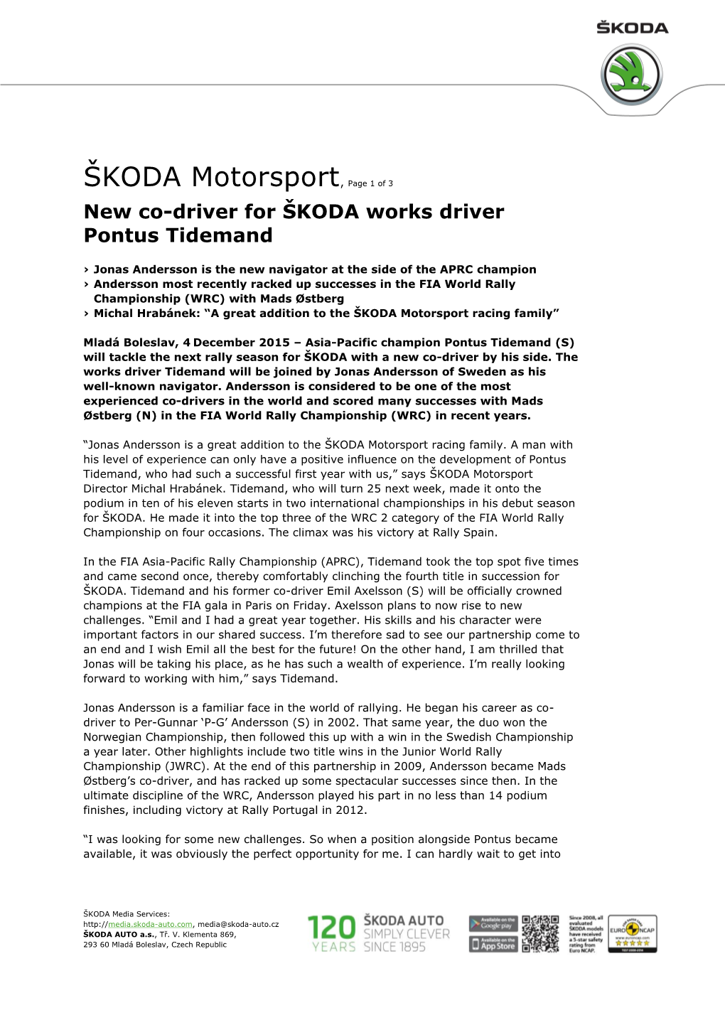 ŠKODA Motorsport, Page 1 of 3