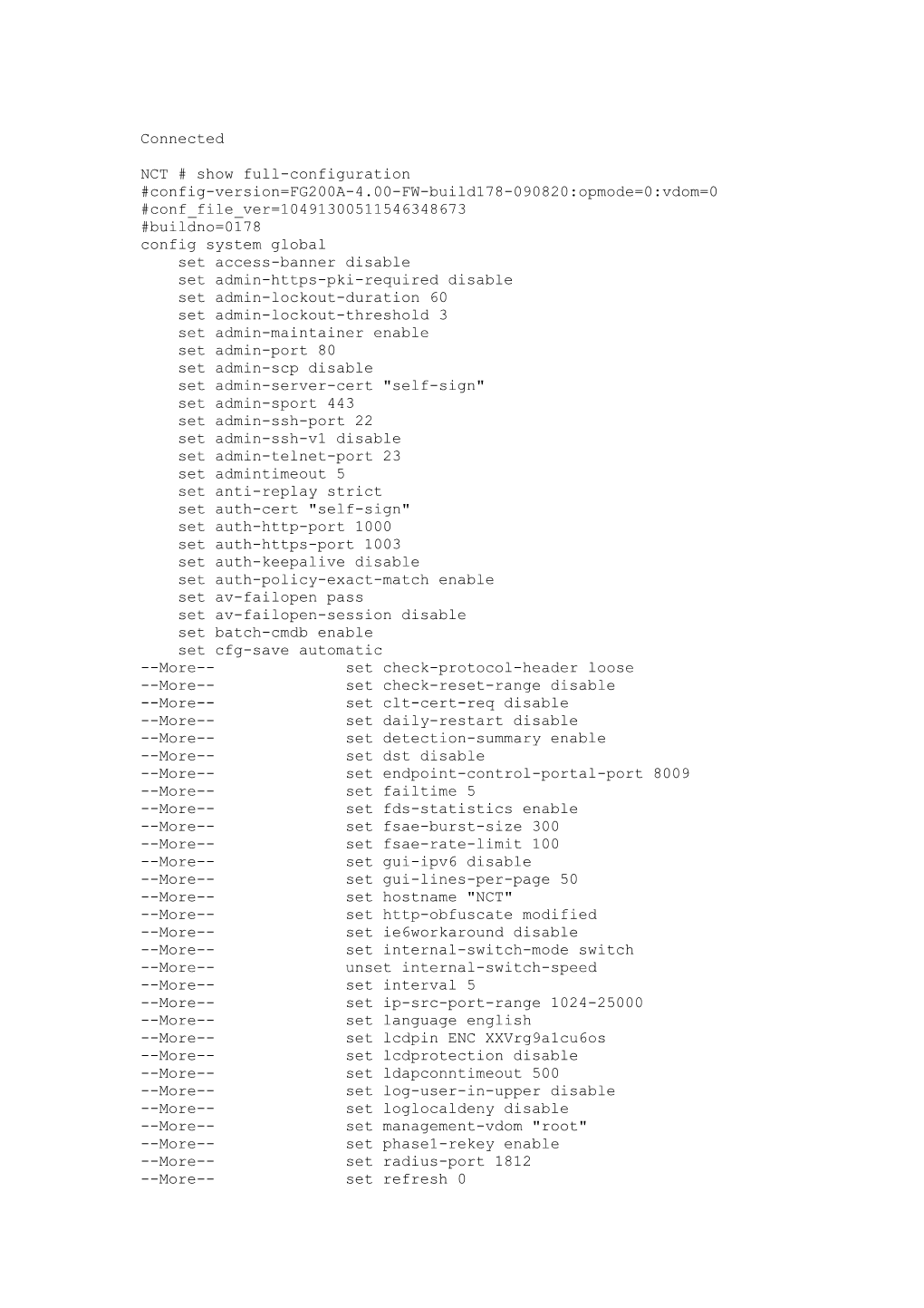 Connected NCT # Show Full-Configuration #Config-Version