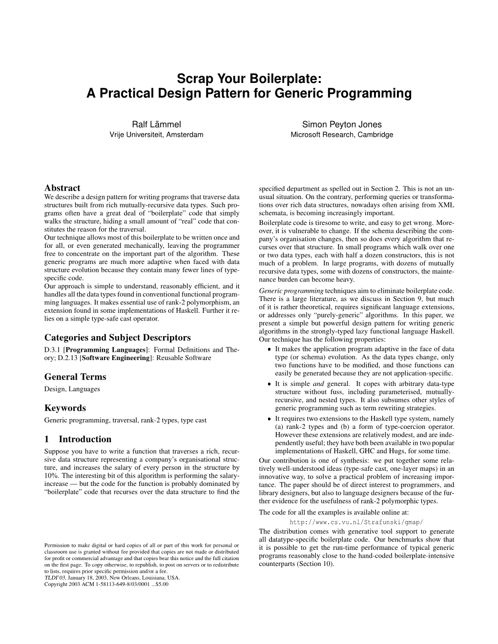 Scrap Your Boilerplate: a Practical Design Pattern for Generic Programming