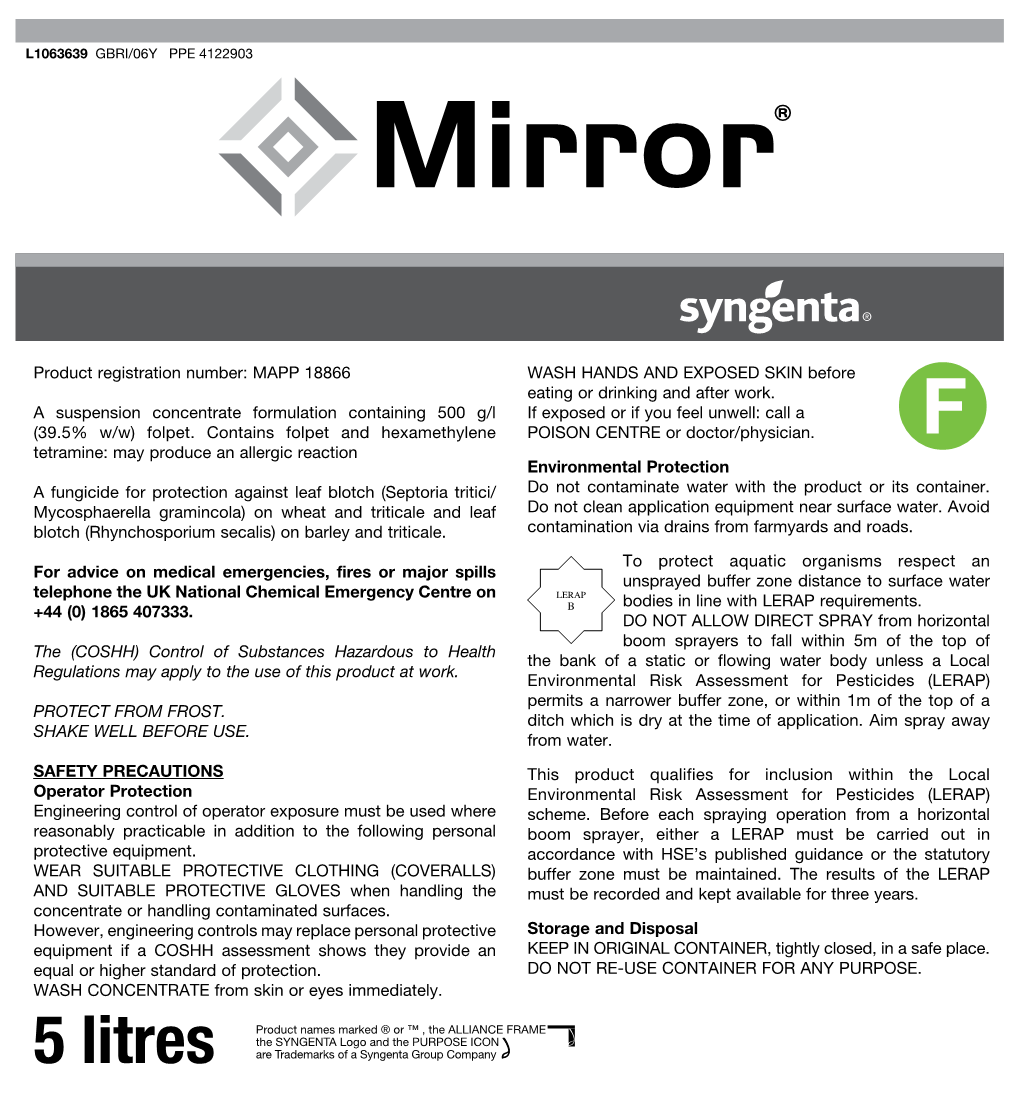 MIRROR Product Label