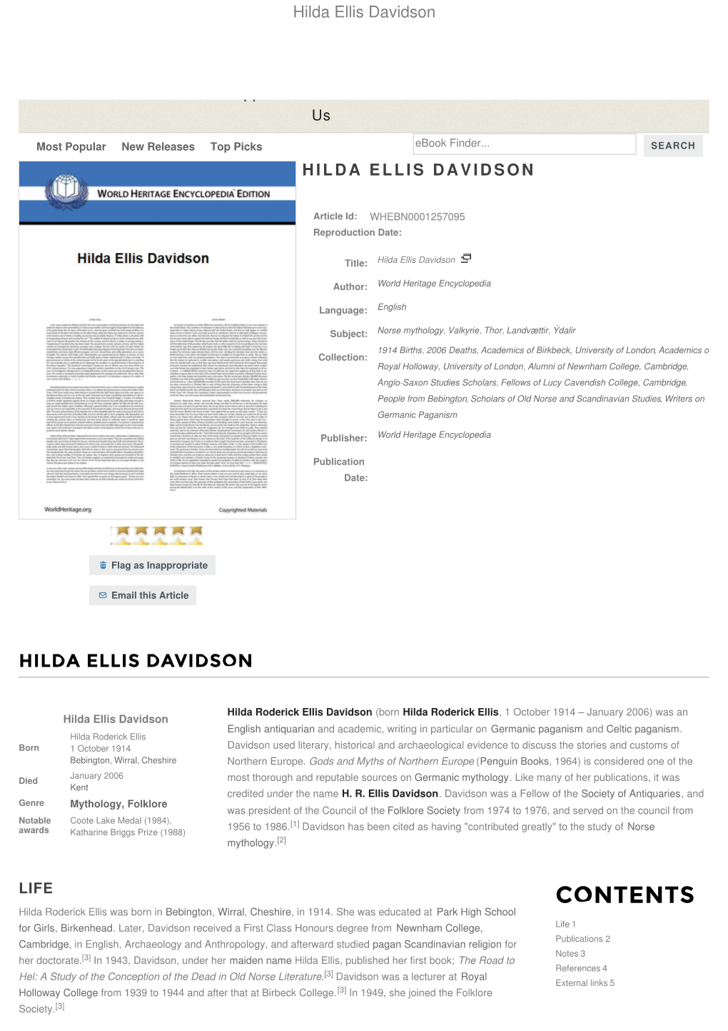 Hilda Ellis Davidson My Account | Register | Help
