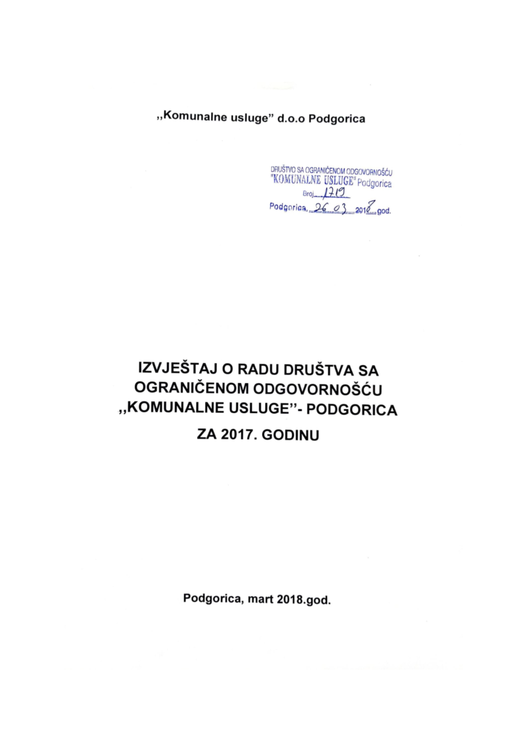 Izvjestaj O Radu – Komunalne Usluge D.O.O..Pdf