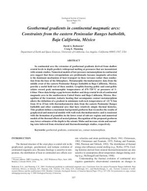 Geothermal Gradients in Continental Magmatic Arcs: Constraints from the Eastern Peninsular Ranges Batholith, Baja California, México