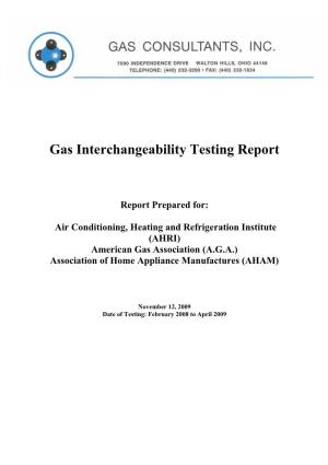 Gas Interchangeability Testing Report