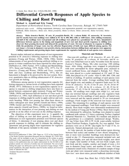 "Differential Growth Responses of Apple Species to Chilling and Root