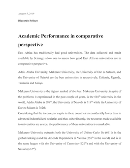 Academic Performance in Comparative Perspective