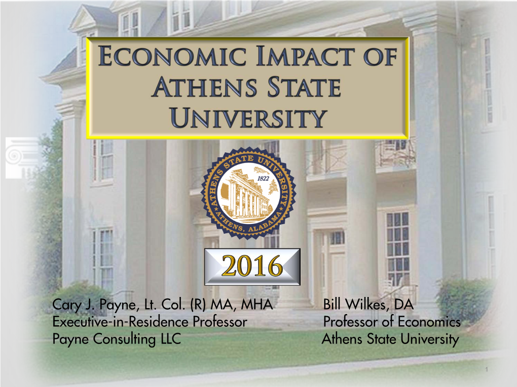 Economic Impact of Athens State University to North Alabama: $89.18 Million and 503 Jobs (Both Direct and Indirect Effects)