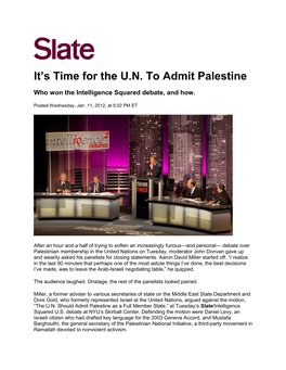 It's Time for the UN to Admit Palestine